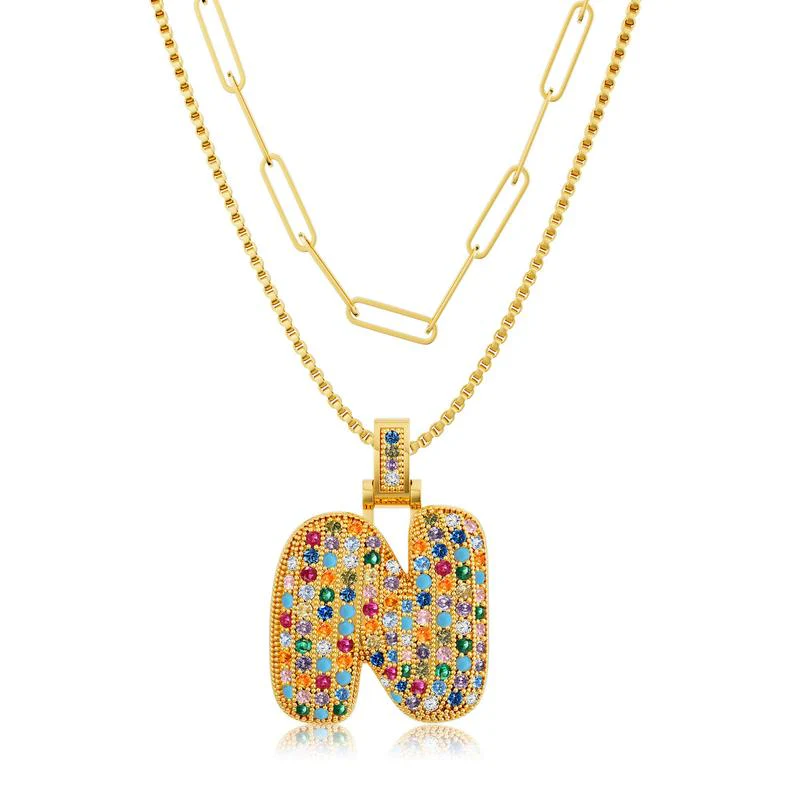 2pc Initial Bubble Necklace Set - Image 20