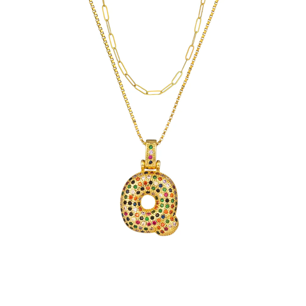 2pc Initial Bubble Necklace Set - Image 23