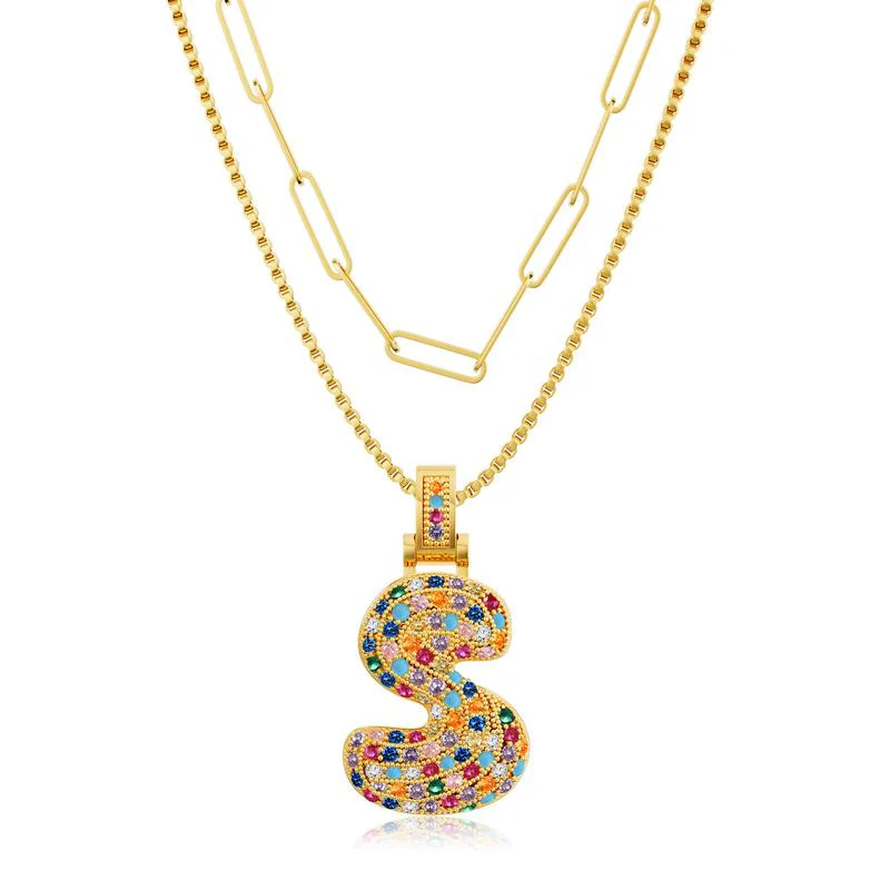 2pc Initial Bubble Necklace Set - Image 25
