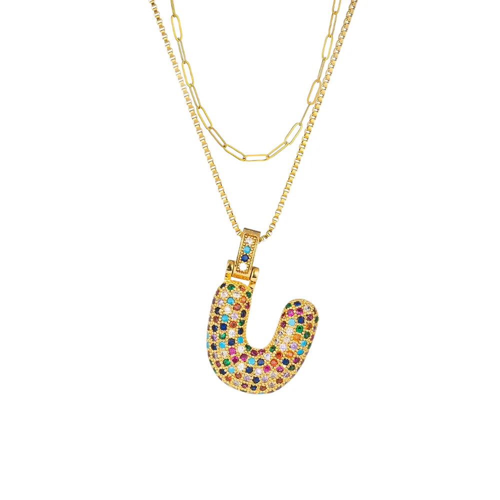 2pc Initial Bubble Necklace Set - Image 27