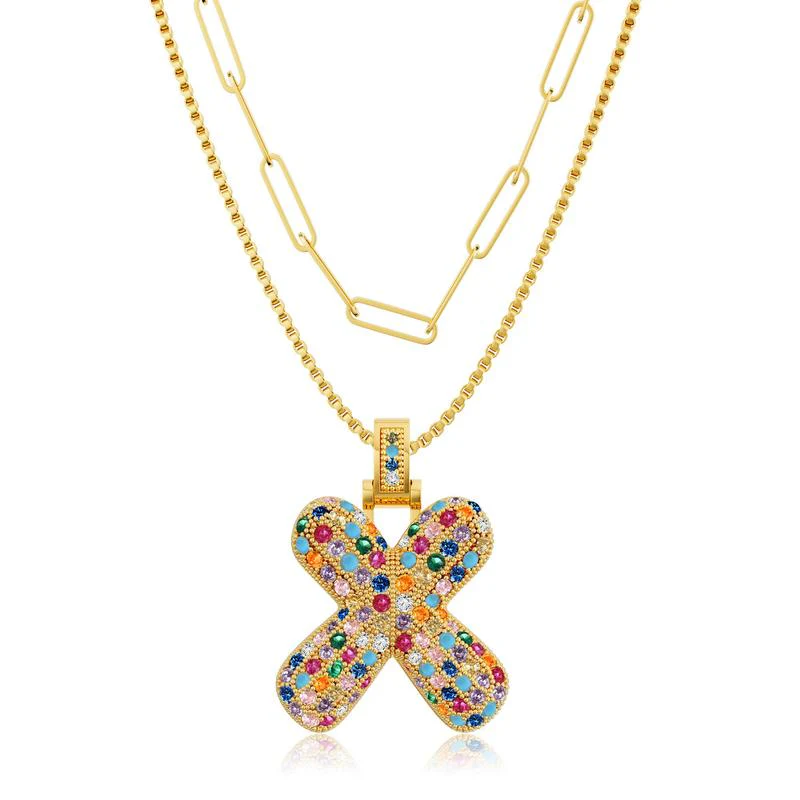 2pc Initial Bubble Necklace Set - Image 30
