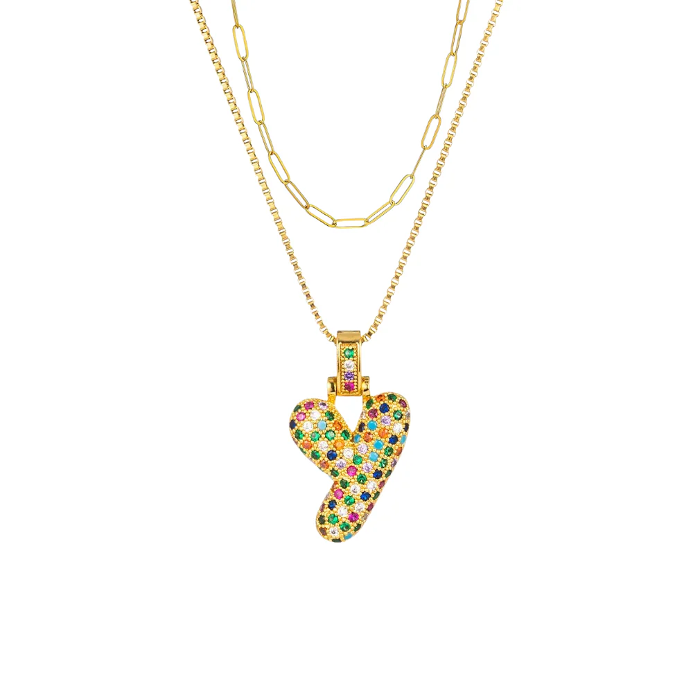 2pc Initial Bubble Necklace Set - Image 31