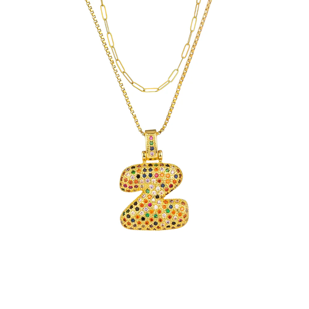 2pc Initial Bubble Necklace Set - Image 32