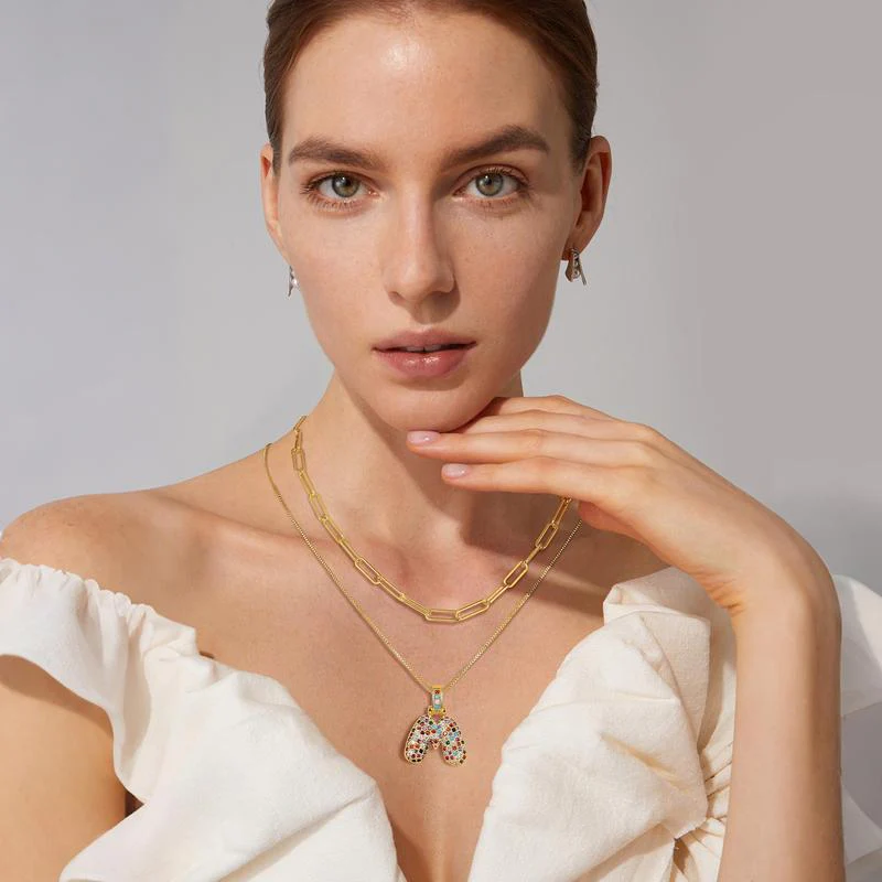 2pc Initial Bubble Necklace Set - Image 4