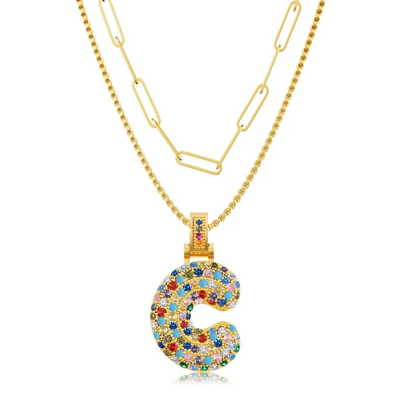 2pc Initial Bubble Necklace Set - Image 9