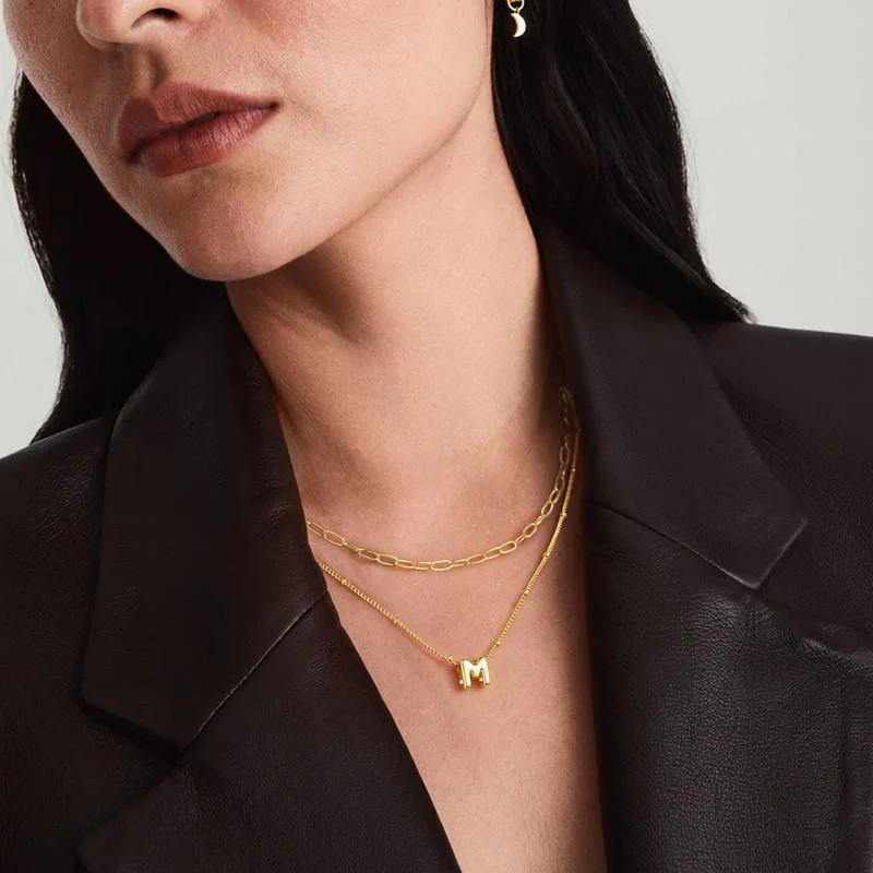 2pc Initial Paperclip Necklace Set - Image 3
