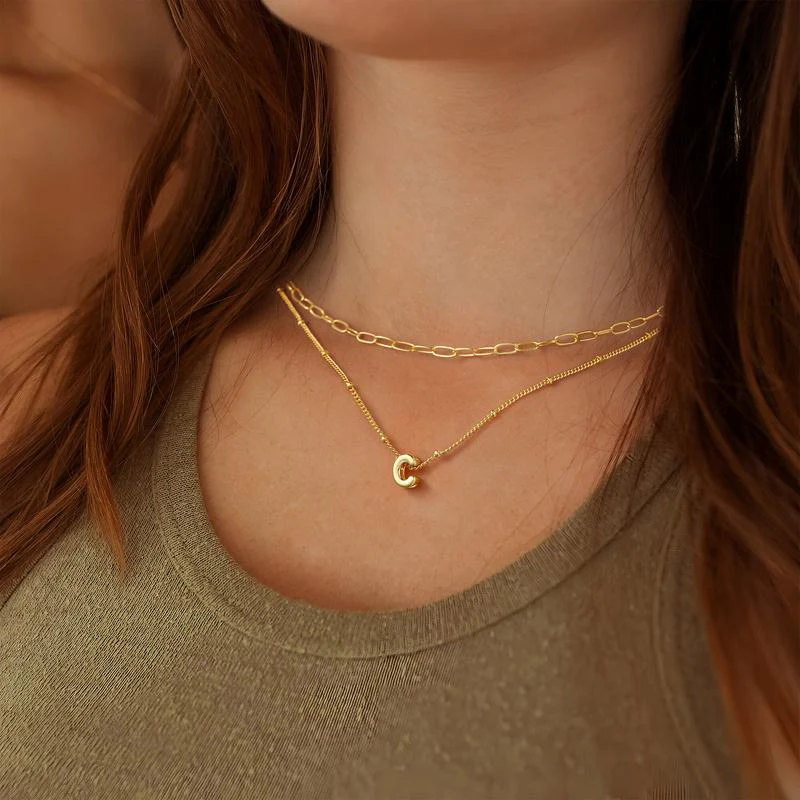 2pc Initial Paperclip Necklace Set - Image 4