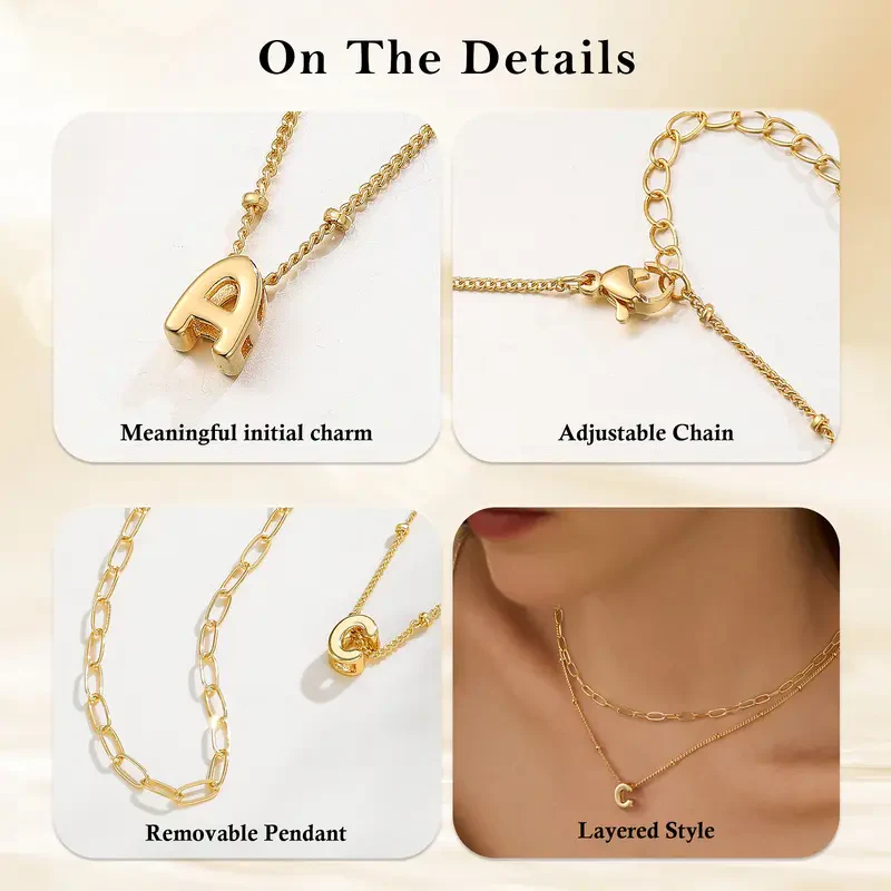 2pc Initial Paperclip Necklace Set - Image 5