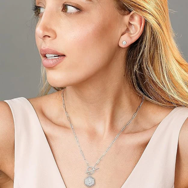 2pc Initial Toggle Necklace Set - Image 7