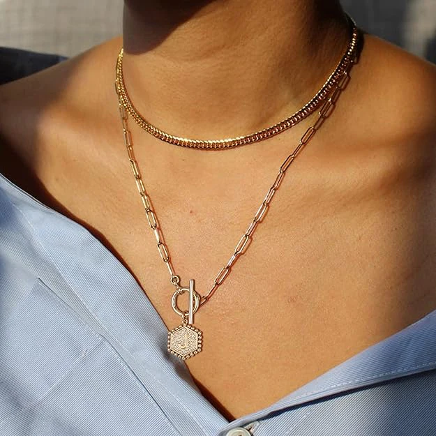 2pc Initial Toggle Necklace Set - Image 8