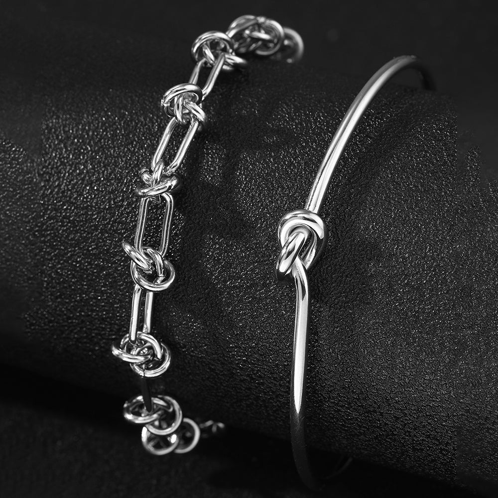 2pc Knot Detail Chain & Cuff Set - Image 3