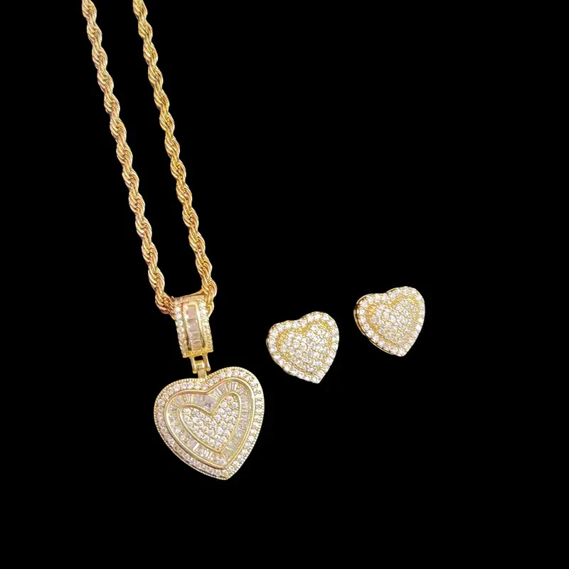 2pc Love Heart Earrings & Necklace Set - Image 2