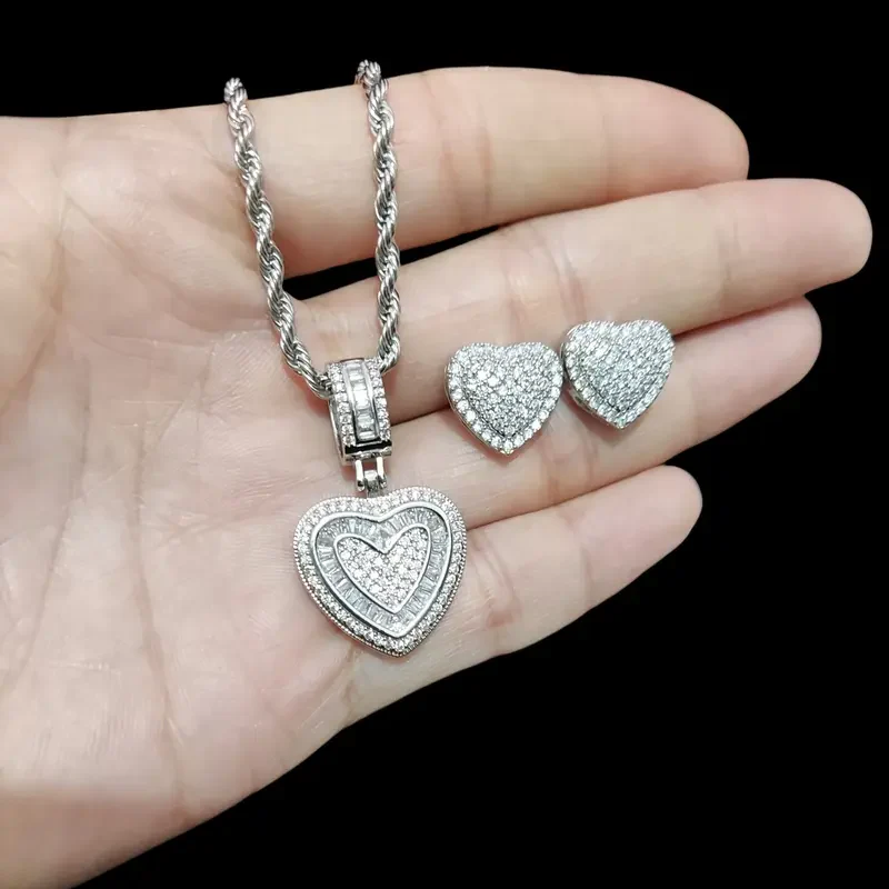 2pc Love Heart Earrings & Necklace Set - Image 3