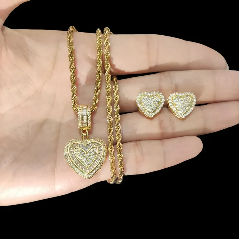 2pc Love Heart Earrings & Necklace Set - Image 4
