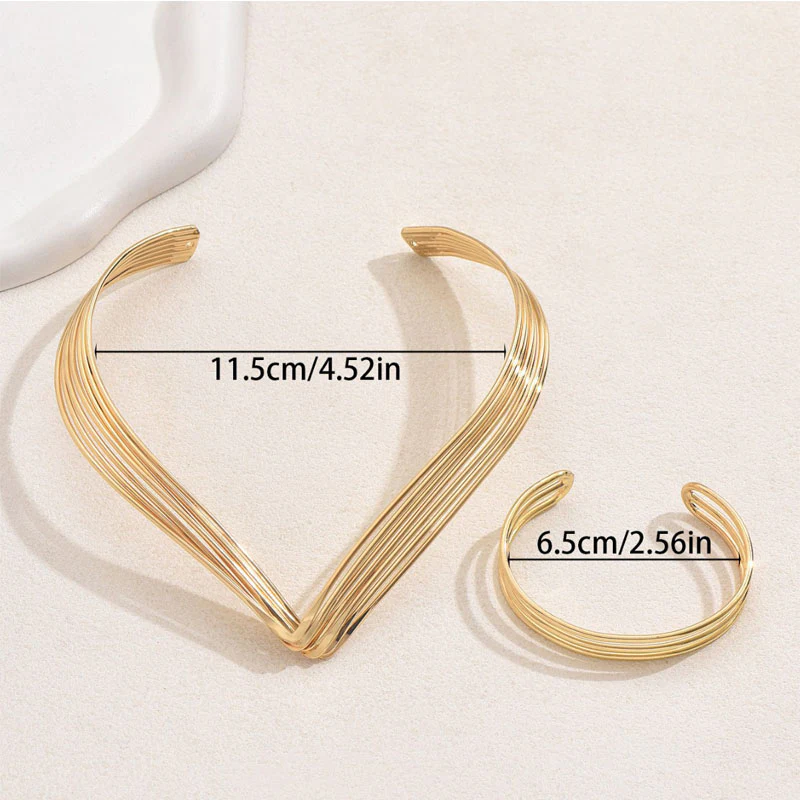 2pc Sleek Layered Jewelry Set - Image 2