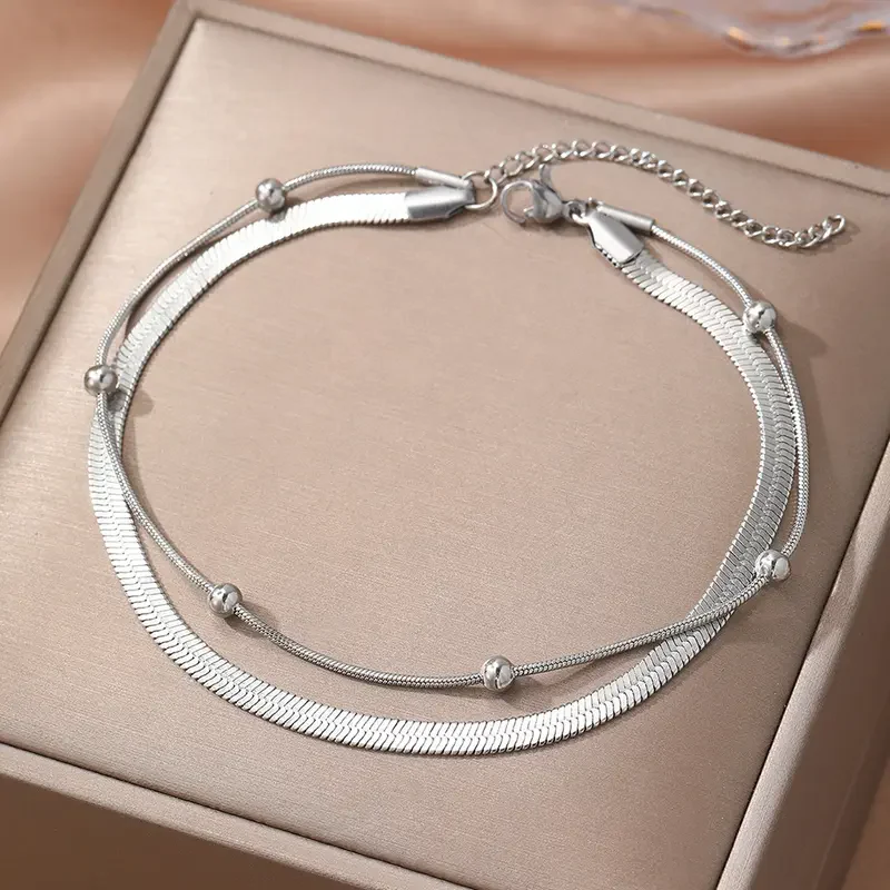 2pc Snake Bone Pattern Anklet Set - Image 2