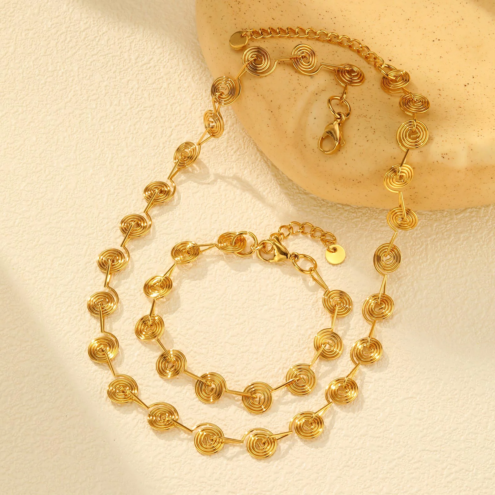 2pc Spiral Link Necklace & Bracelet Set - Image 2