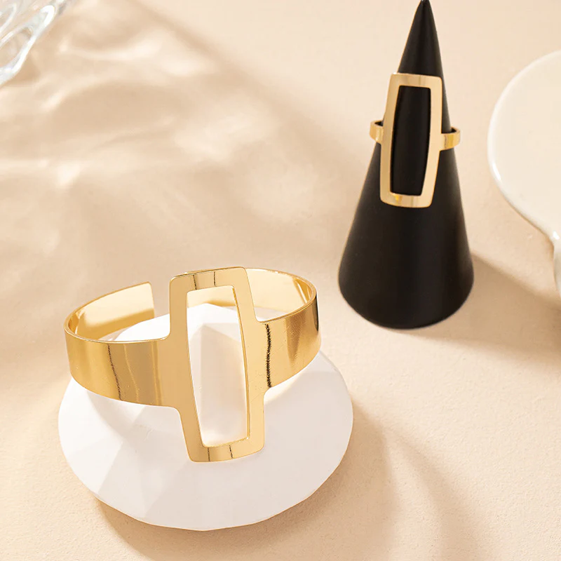 2pc Square Ring Bracelet Set - Image 3