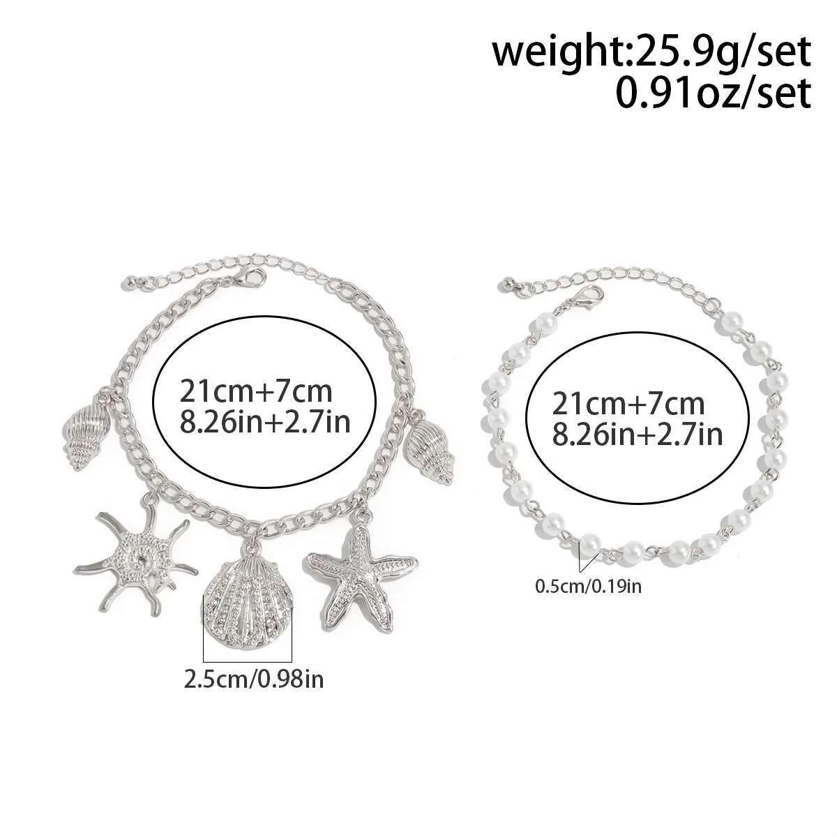 2pc Starfish & Pearl Anklet Set - Image 4