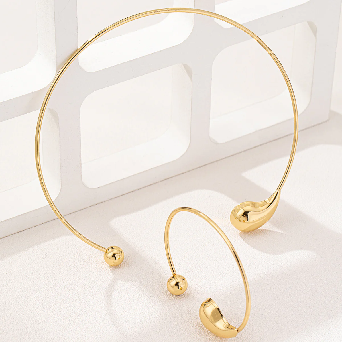 2pc Teardrop Orb Collar Jewelry Set - Image 2