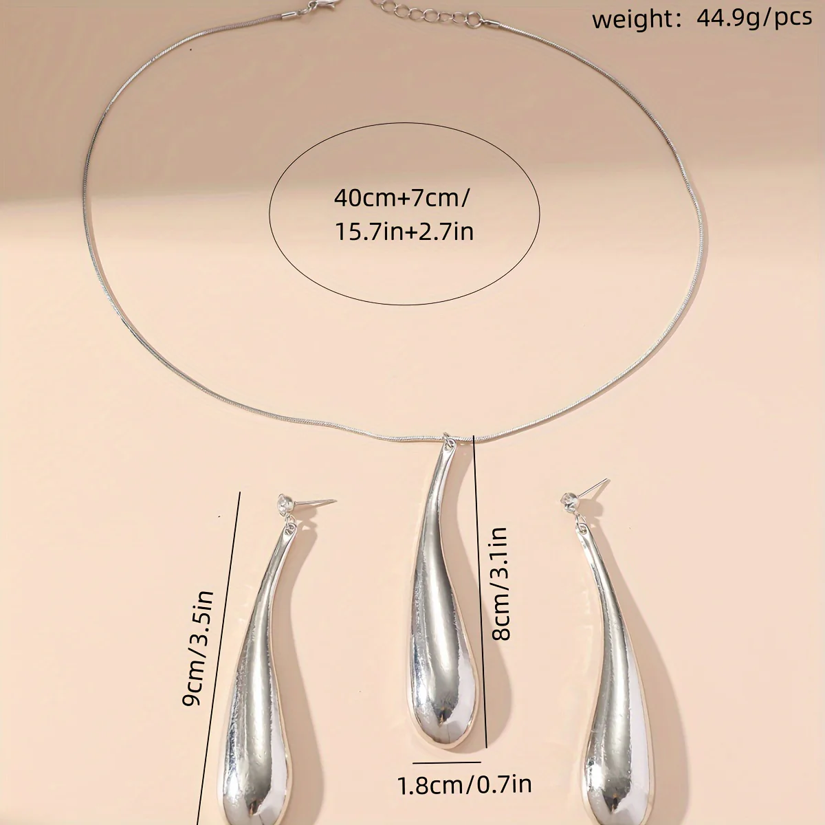 2pc Teardrop Pendant Jewelry Set - Image 4