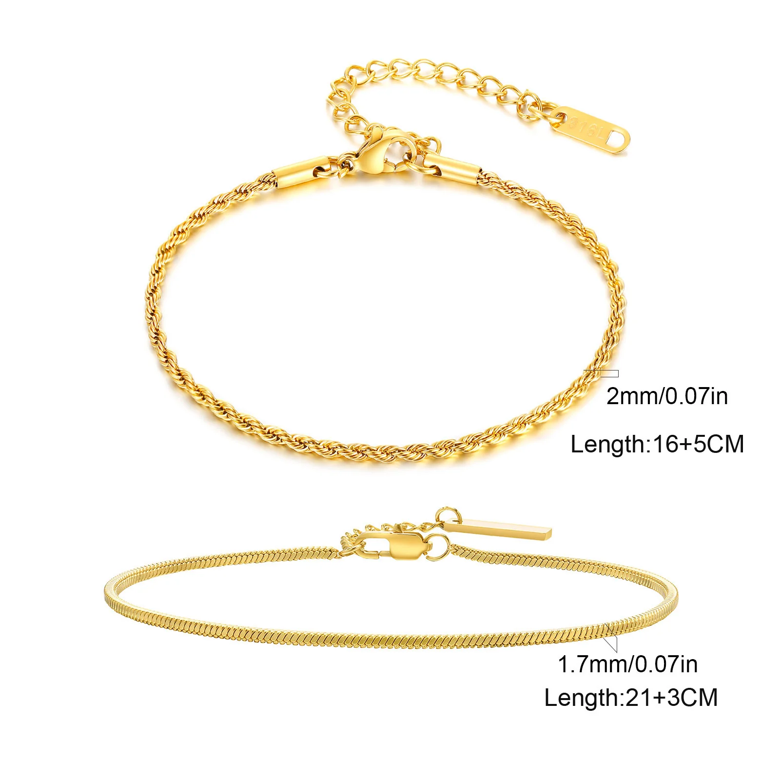 2pc Textured Chain Bracelet Set - Image 3