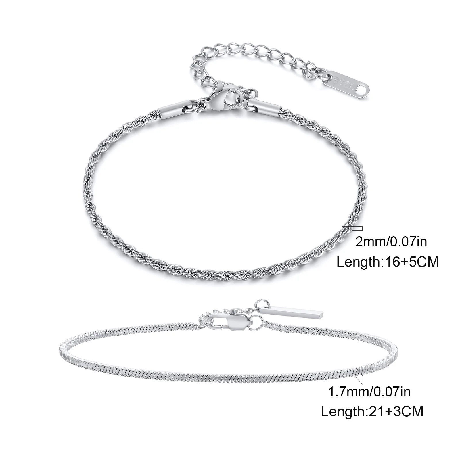 2pc Textured Chain Bracelet Set - Image 4