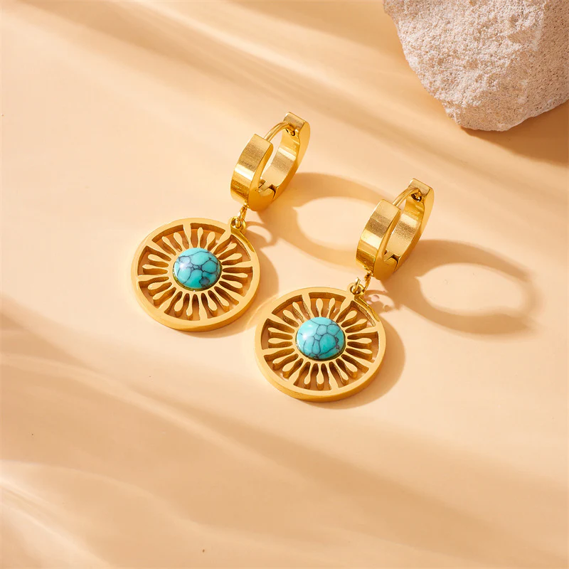 2pc Turquoise Sunburst Jewelry Set - Image 3