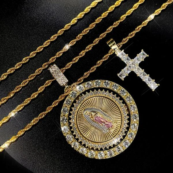 2pc Virgin Marry Cross Necklace Set - Image 2