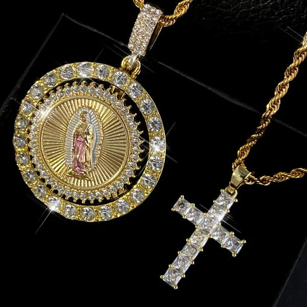 2pc Virgin Marry Cross Necklace Set - Image 3