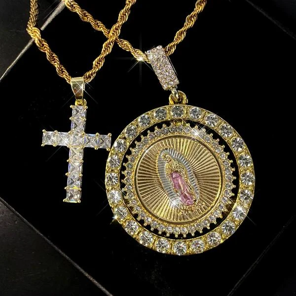 2pc Virgin Marry Cross Necklace Set - Image 4