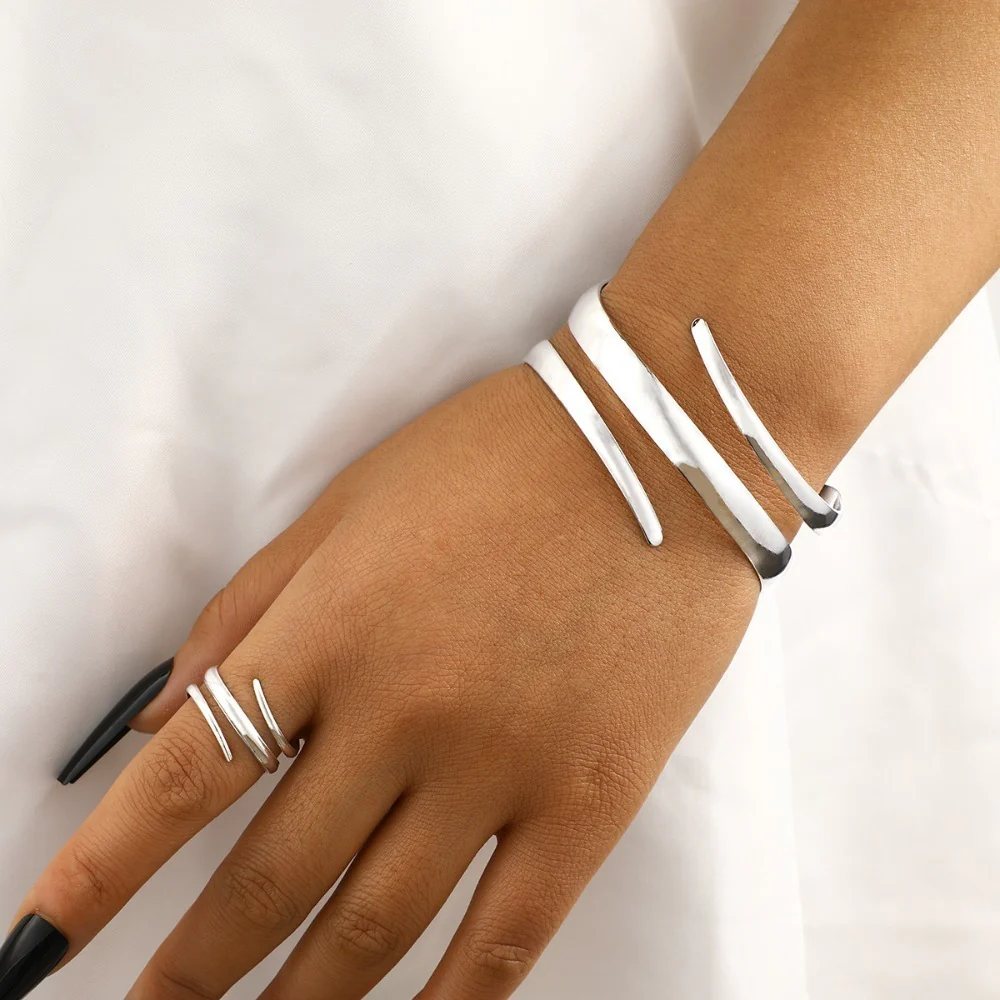2pc Wrap Statement Bracelet & Ring Set - Image 2