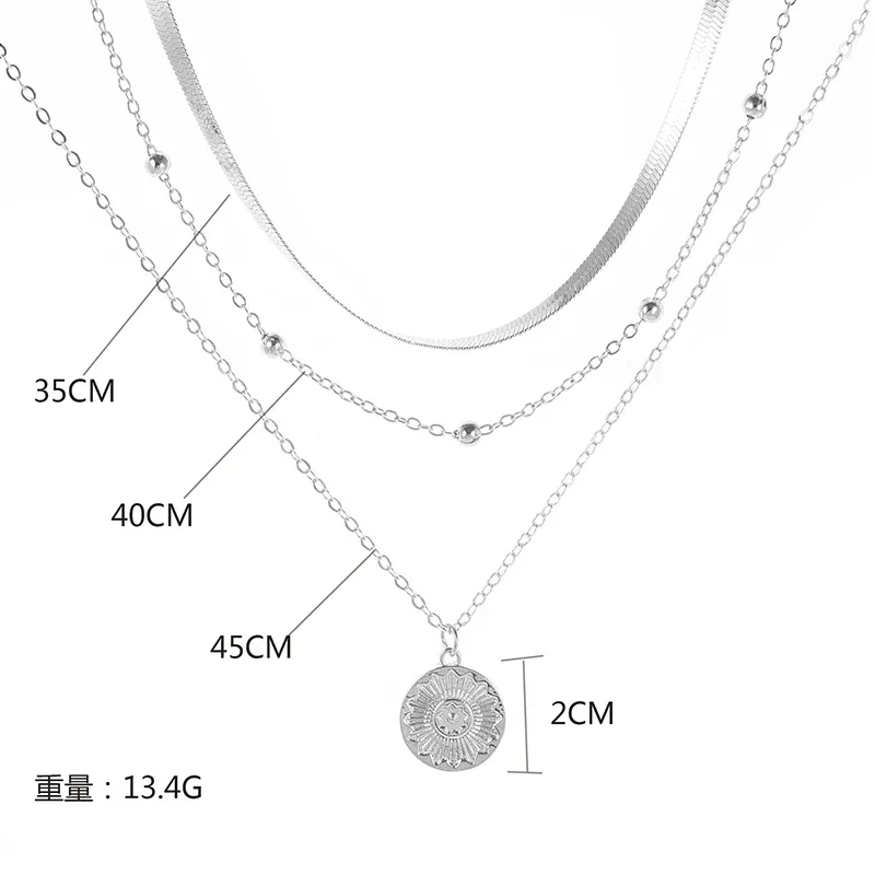 3-Layer Gold Sunflower Pendant Necklace - Image 3