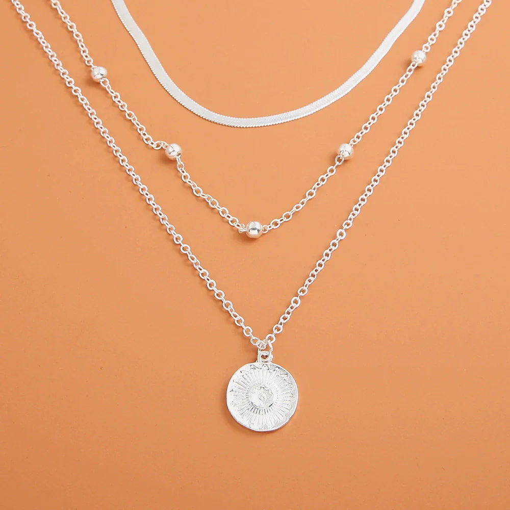 3-Layer Gold Sunflower Pendant Necklace - Image 4