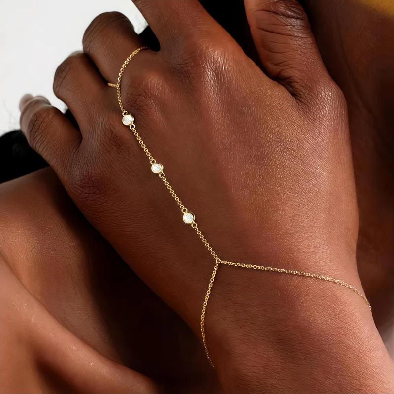 3pc 14k Hand Chain Bracelet - Image 3