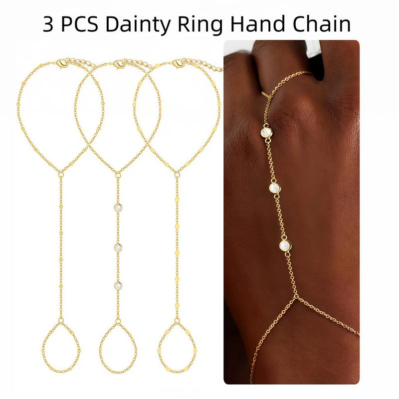 3pc 14k Hand Chain Bracelet - Image 6
