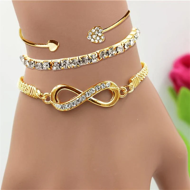3pc 18k Rhinestone Bracelet Set - Image 2