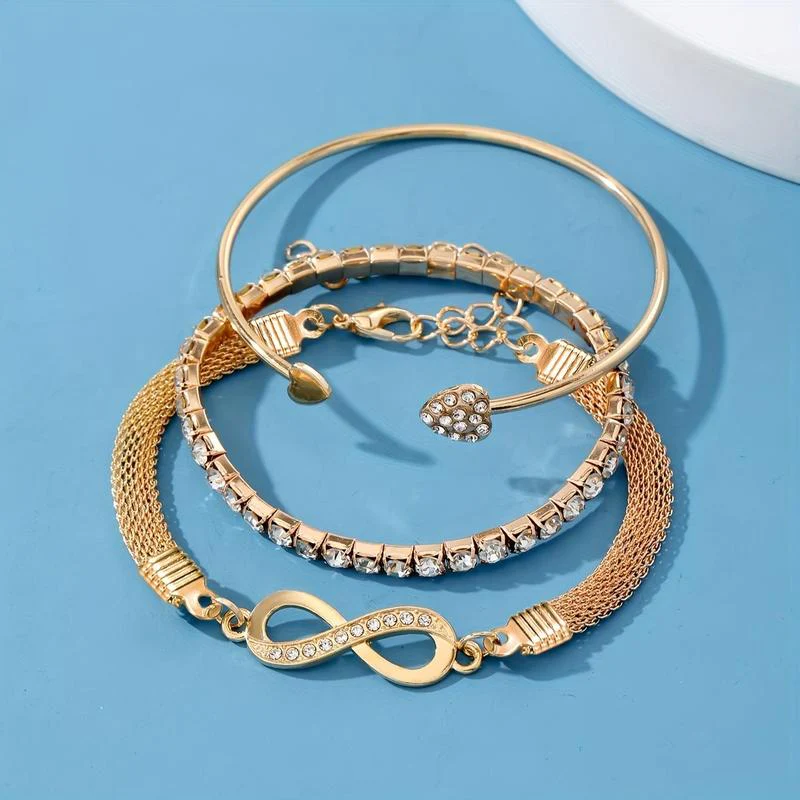 3pc 18k Rhinestone Bracelet Set - Image 4