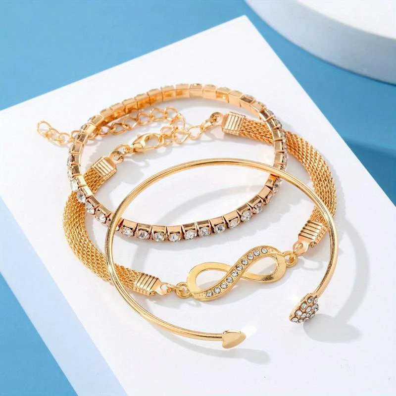 3pc 18k Rhinestone Bracelet Set - Image 5