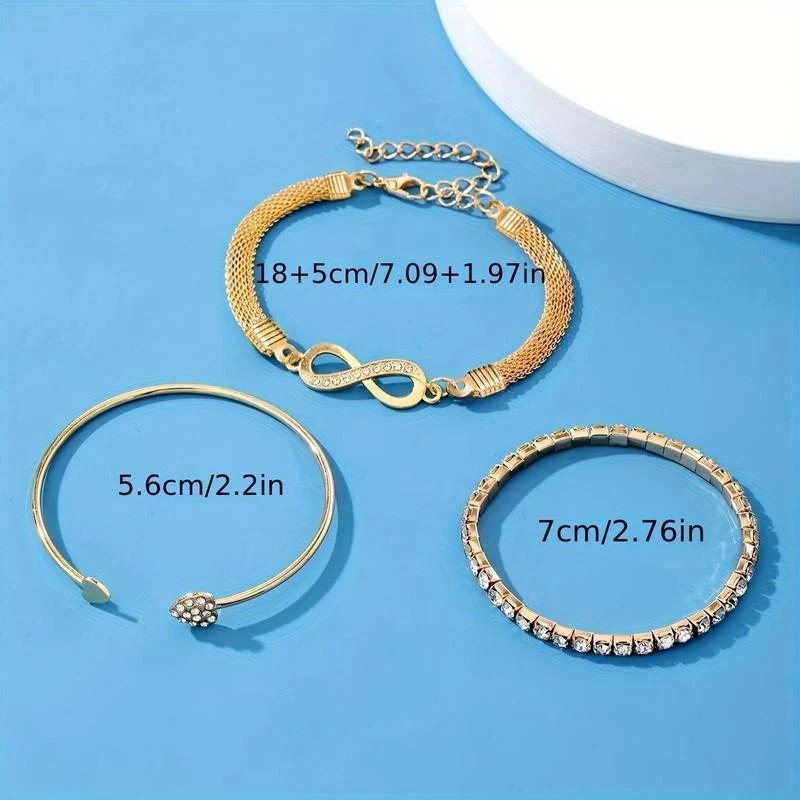 3pc 18k Rhinestone Bracelet Set - Image 6