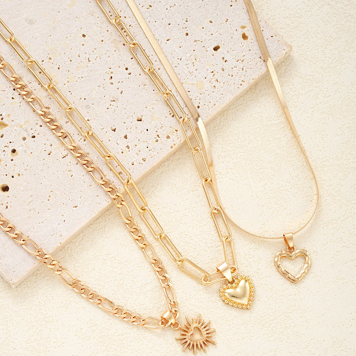 3pc Boho Heart Pendant Necklace Set - Image 3