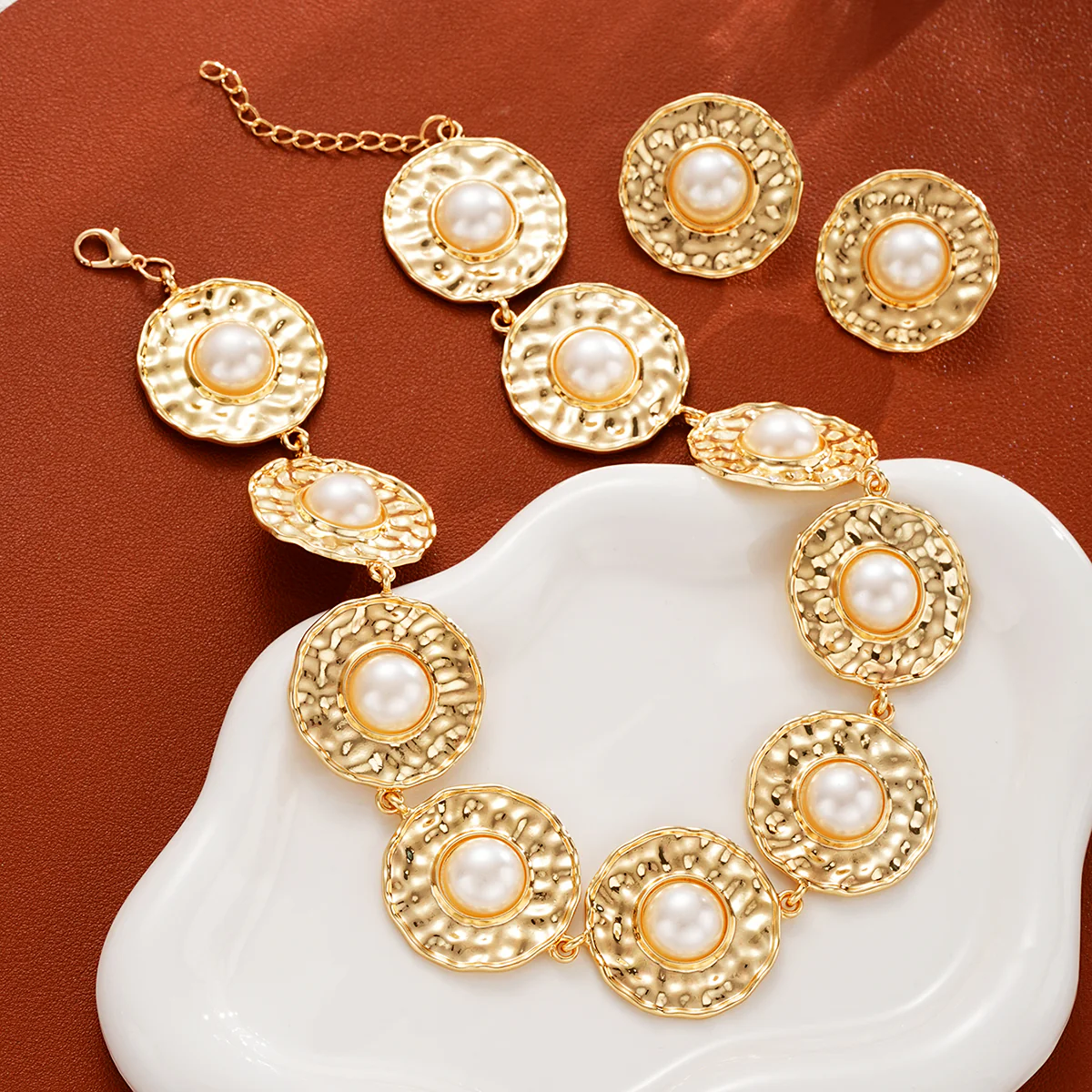 3pc Boho Pearl Choker & Earring Set - Image 2