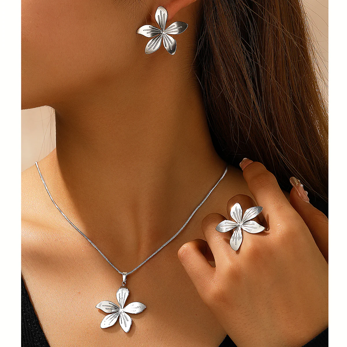 3pc Bold Petal Jewelry Set - Image 2