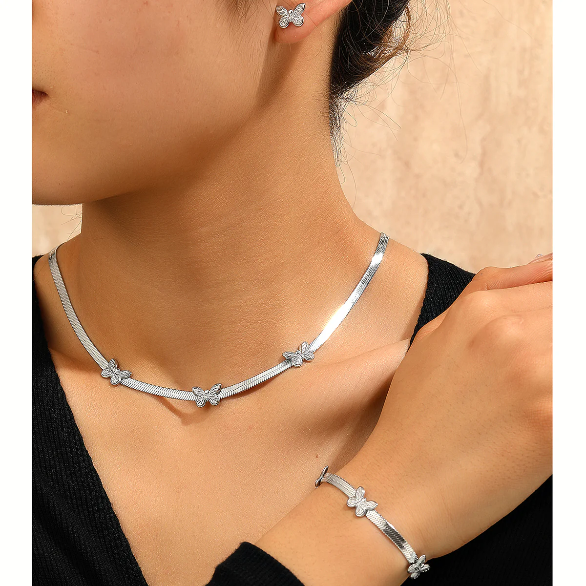 3pc Butterfly Accent Jewelry Set - Image 2