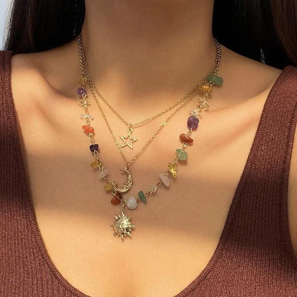 3pc Celestial Layered Necklace Set - Image 2