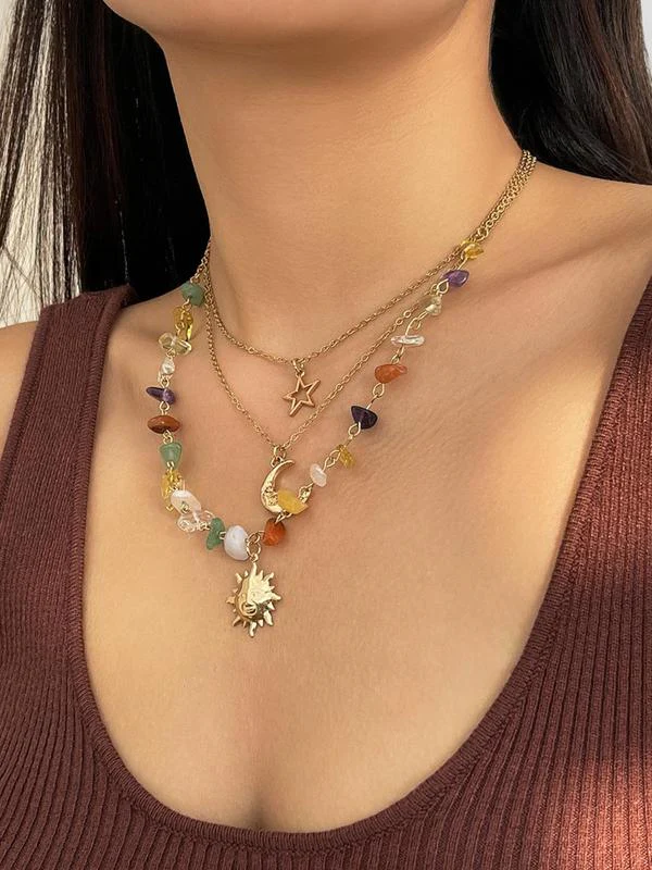 3pc Celestial Layered Necklace Set - Image 4