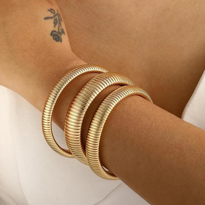 3pc Chunky Bangle Bracelet Stack - Image 2