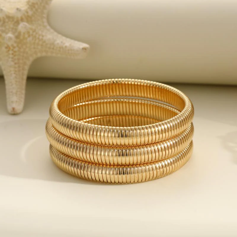 3pc Chunky Bangle Bracelet Stack - Image 3