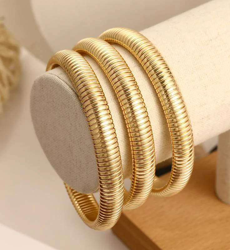 3pc Chunky Bangle Bracelet Stack - Image 5