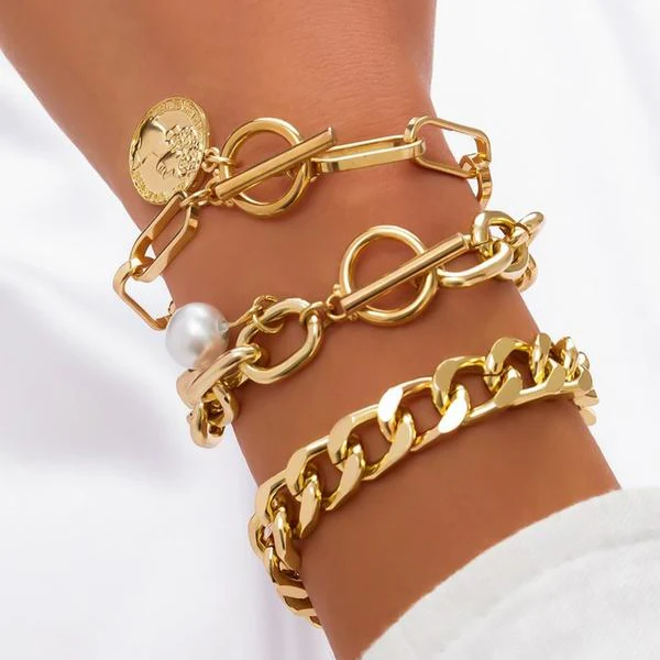 3pc Chunky Stackable Bracelet Set - Image 3